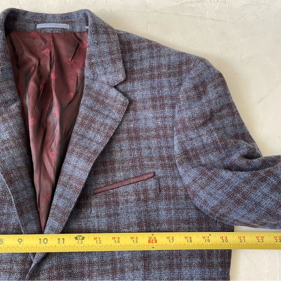 Johnston Murphy Sport Plaid Coat Blue Purple Maroon Size M - Picture 4 of 9